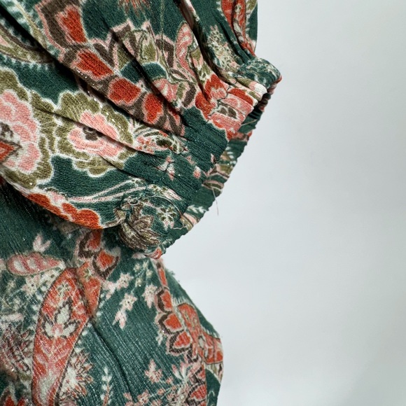 Green & Gold Peasant Top by Rose & Olive - LG - Picture 5 of 8